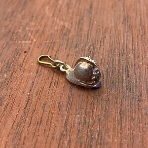 Vintage 925 Sterling Silver British Fireman Helmet Hat Pendant Bracelet Charm